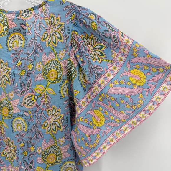 Bell By Alicia Bell Angel Top Blouse Cotton Silk Blue Pink Size S - Picture 2 of 11